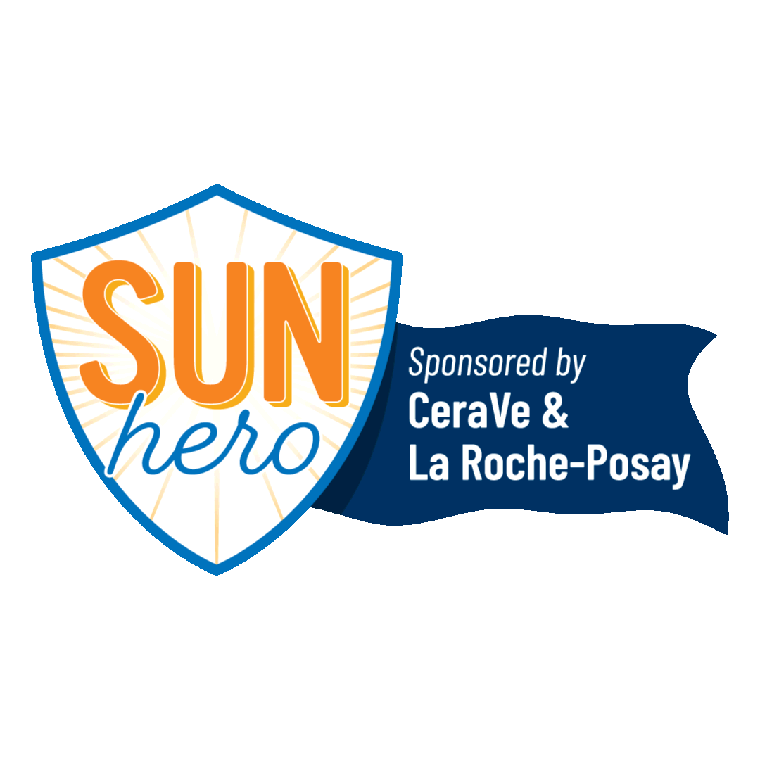 Sun Hero shield logo with sponsor banner from CeraVe and La Roche-Posay.